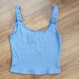 DYNAMITE blue nylon/spandex blend cropped tank